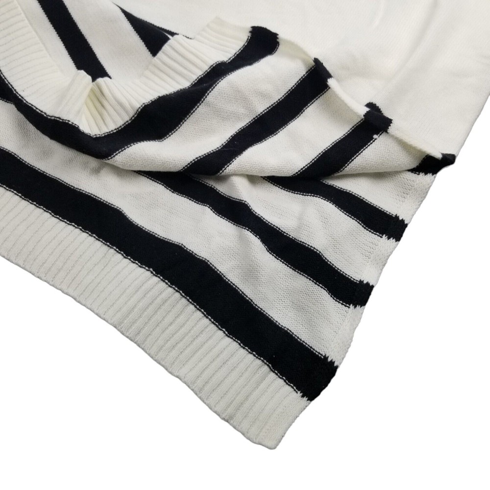 Jaclyn Smith Cowl Neck Cafton Poncho Sweater Womens White & Black Size S / M - Picture 10 of 15